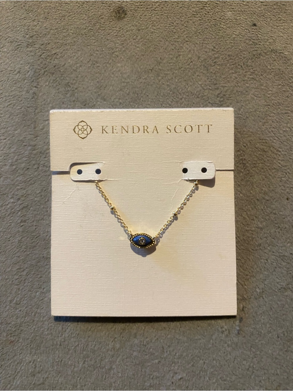 Kendra Scott Gold Necklace with Blue Evil Eye Pendant